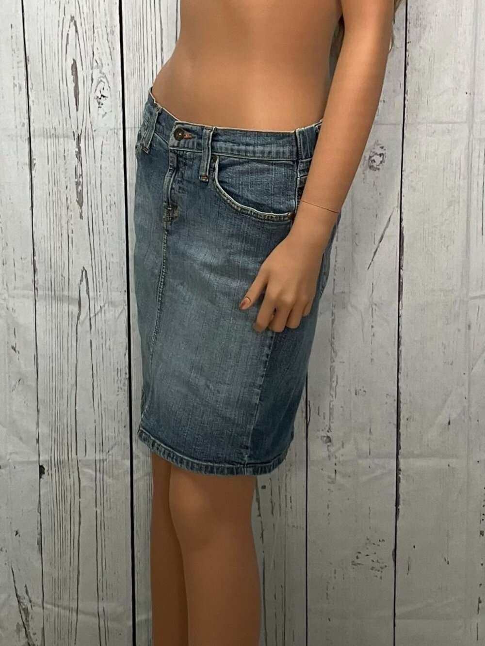 Vintage Paris Blues Jean Skirt Women's Stretch Denim Blue Skirt Size S